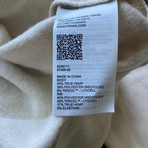 Prana Cozy Up Pullover Women's M Canvas Heather 1/4 Zip Sweater Tencel Hemp - Picture 7 of 10